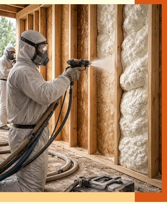 Утепление каркасного дома ППУ в Приморско-ахтарске от 2839 руб./м2 — работа под ключ | ТепломастерПрр