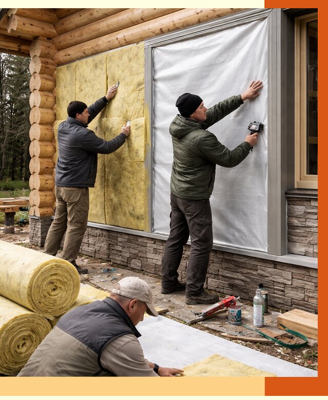 Утепление бревенчатого дома в Приморско-ахтарске от 7756 руб/м2 — заказать под ключ | ТепломастерПрр