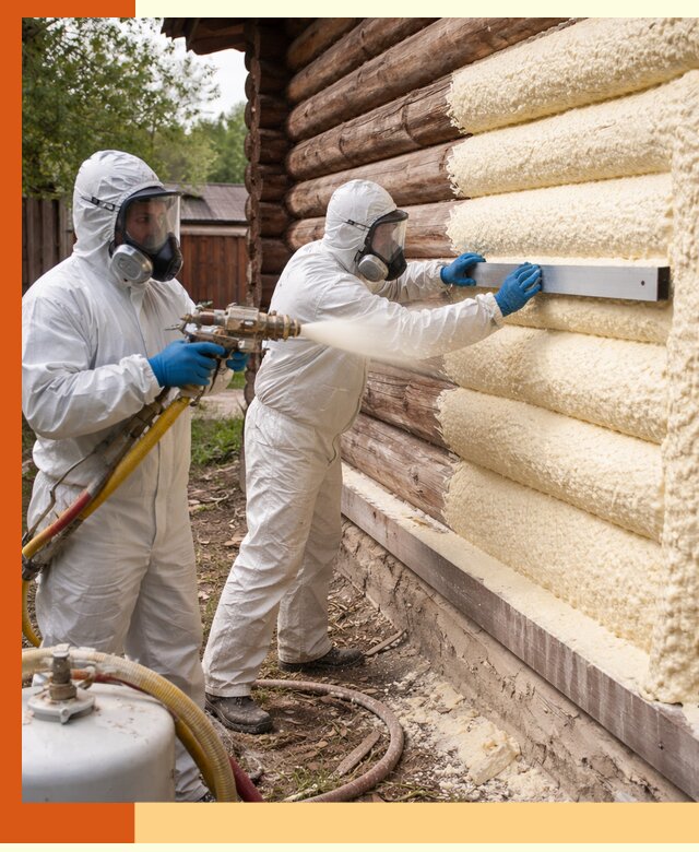 Утепление бревенчатого дома ППУ в Приморско-ахтарске эффективной изоляцией