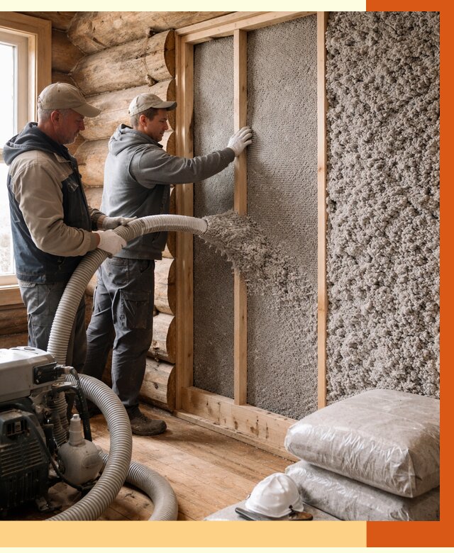 Утепление бревенчатого дома эковатой в Приморско-ахтарске от 2788 руб. | ТепломастерПрр