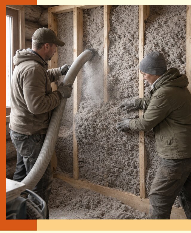 Утепление бревенчатого дома эковатой в Приморско-ахтарске