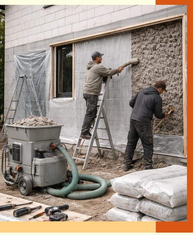 Утепление дома из газобетона эковатой в Приморско-ахтарске от 4562 руб./м2 | ТепломастерПрр