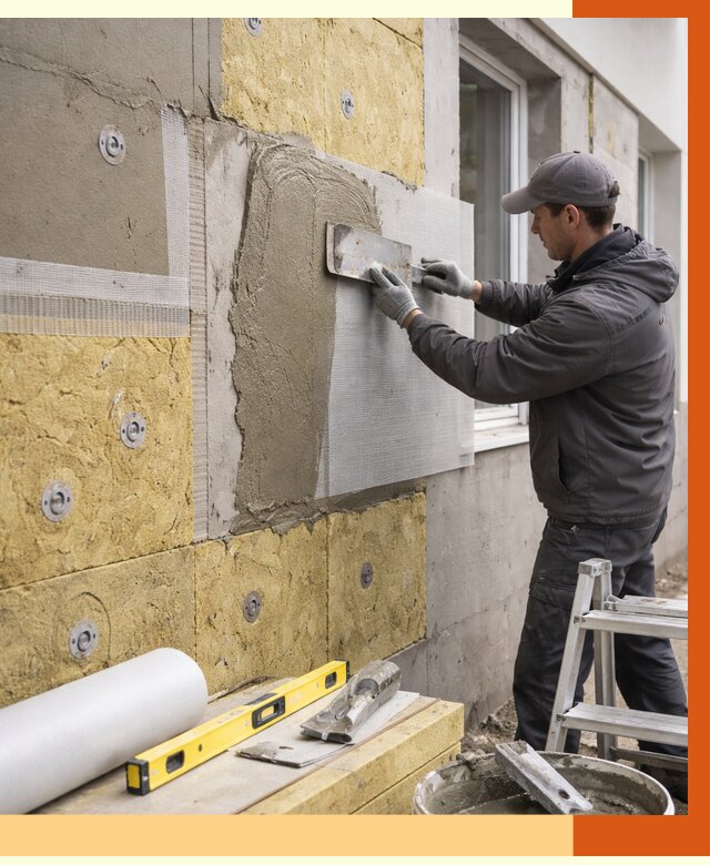 Утепление фасада под штукатурку в Приморско-ахтарске от 4258 руб/м2 — монтаж пенопластом и минватой | ТепломастерПрр