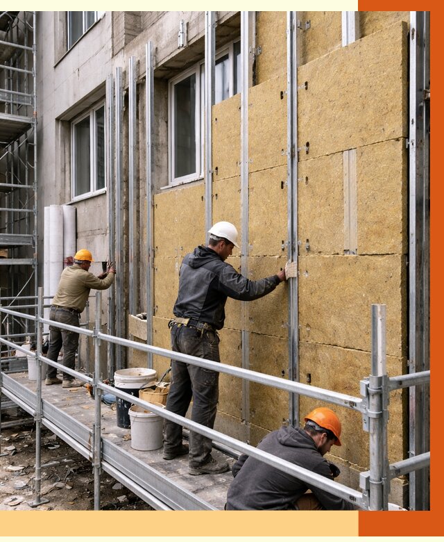 Утепление вентилируемого фасада в Приморско-ахтарске от 5677 руб/м2 — монтаж и утепление вентфасад | ТепломастерПрр