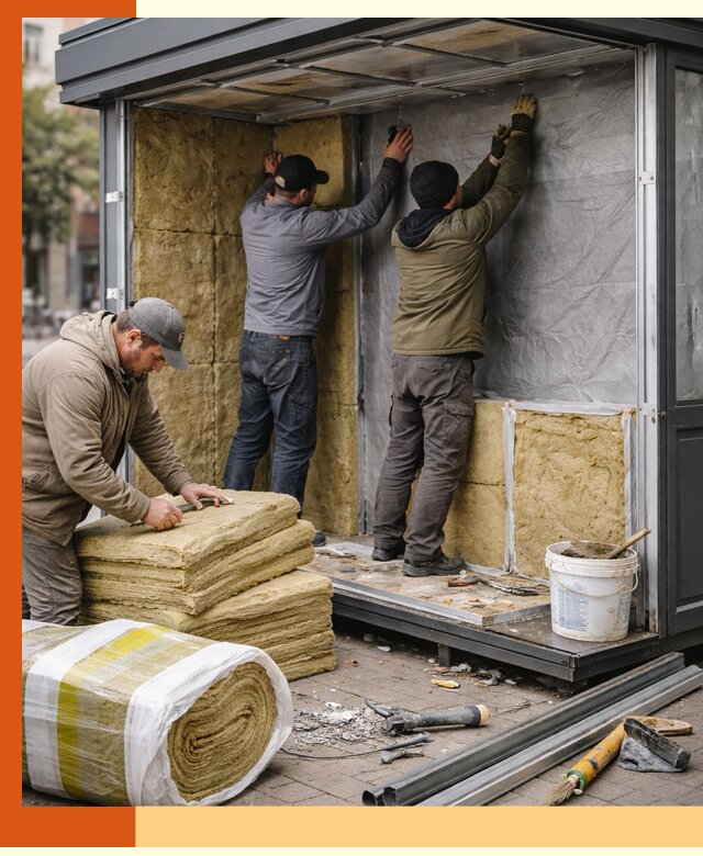 Утепление павильона шаурмы под ключ в Приморско-ахтарске