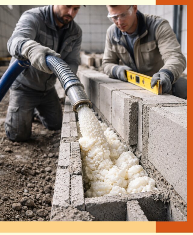 Заполнение колодцевой кладки ППУ в Приморско-ахтарске от 4258 руб. за м2 | ТепломастерПрр