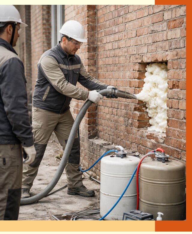 Заливка ППУ в пустоты кирпичной стены в Приморско-ахтарске от 2788 руб. | ТепломастерПрр