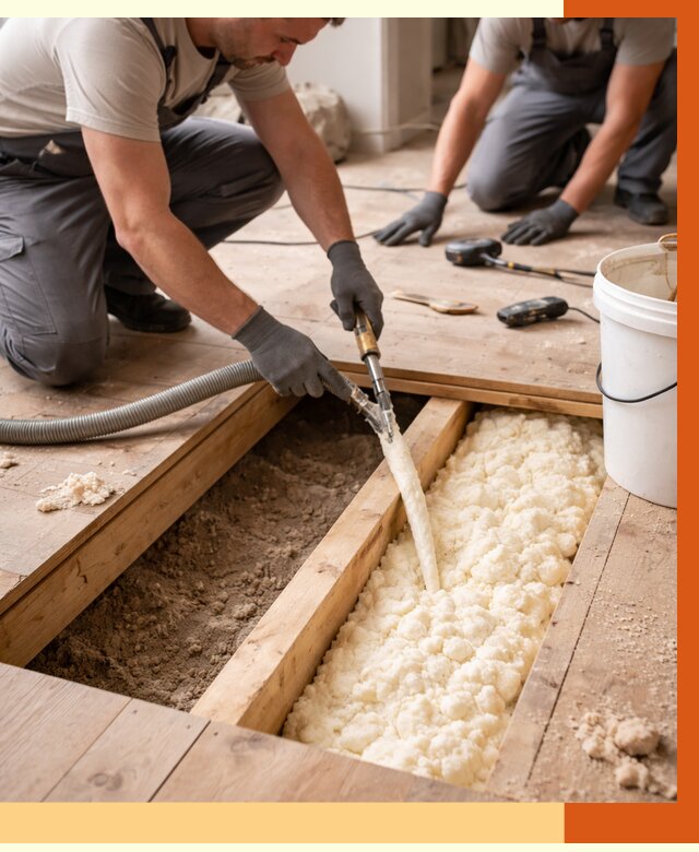 Заполнение пустот пола в Приморско-ахтарске от 2737 руб. — утепление пустот пола под ключ | ТепломастерПрр