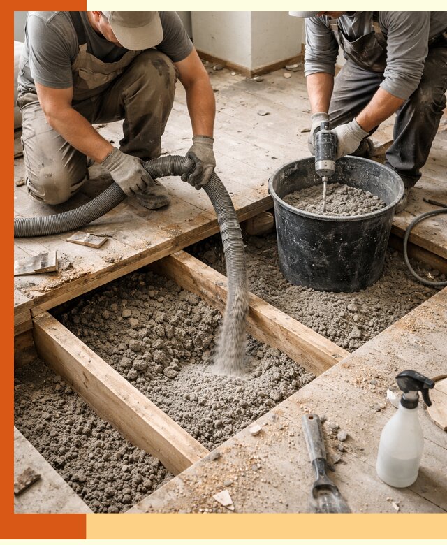 Заполнение пустот пола в Приморско-ахтарске полиуретаном и пенополистиролом