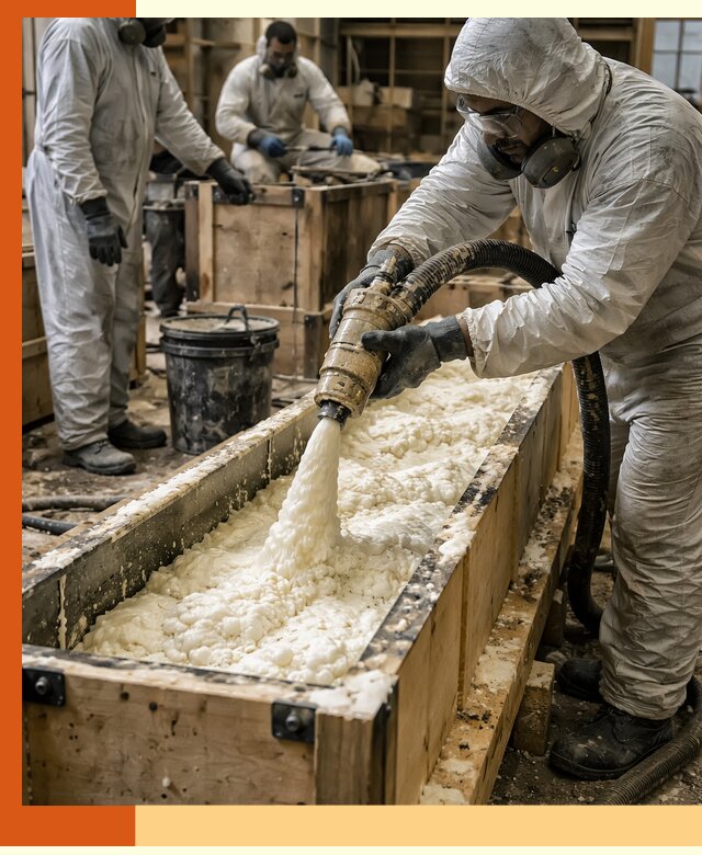 Заливка пенополиуретана в формы для утепления в Приморско-ахтарске