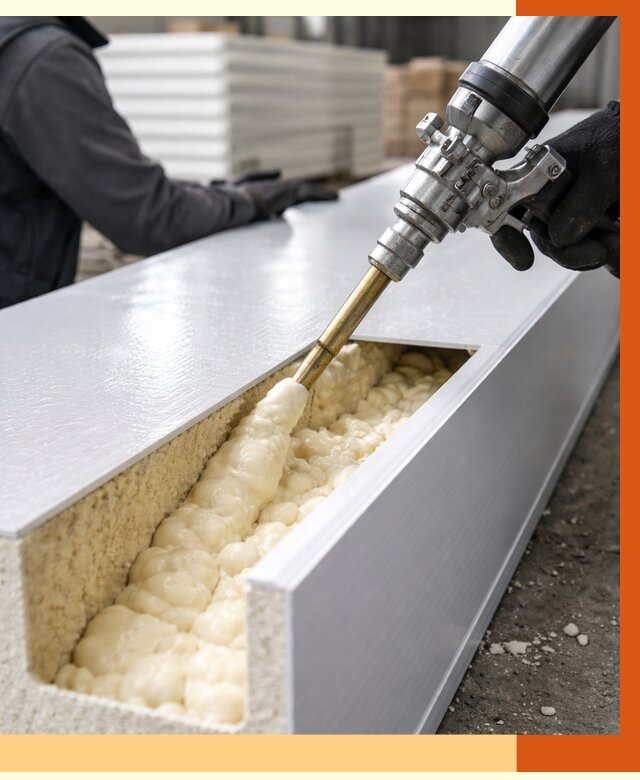 Заполнение пустот холодильных панелей в Приморско-ахтарске от 7604 руб. | ТепломастерПрр