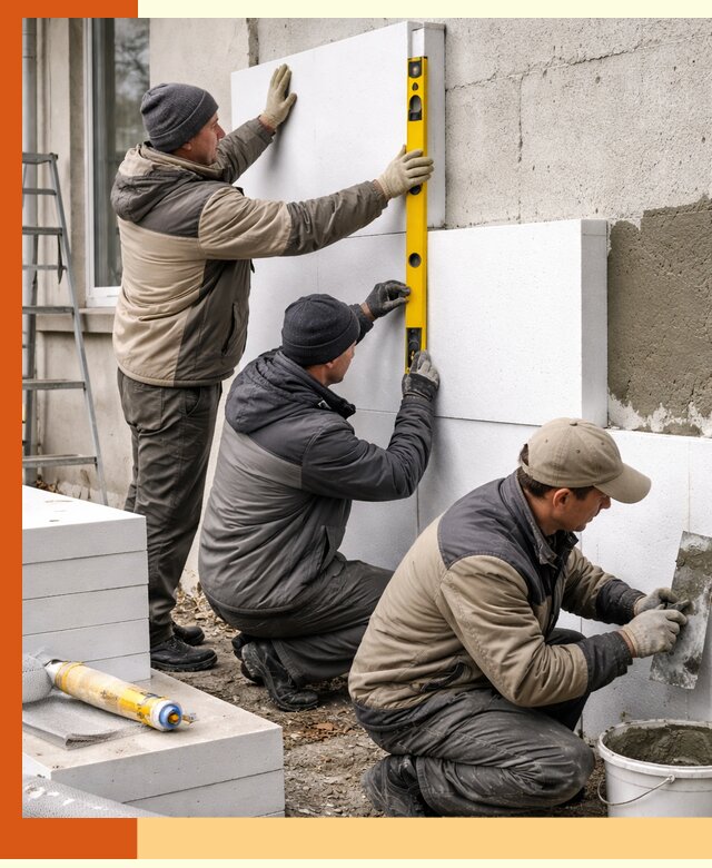 Утепление пенопластом наружных стен и фасадов в Приморско-ахтарске