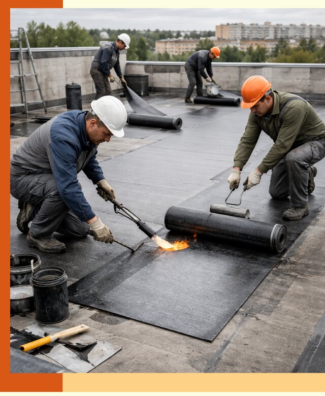 Профессиональная гидроизоляция плоской кровли в Приморско-ахтарске