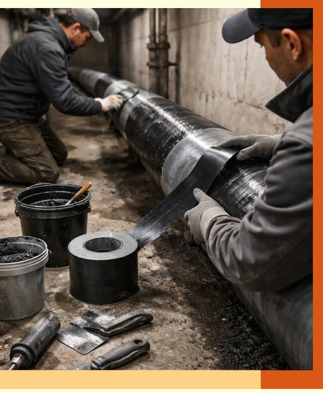 Гидроизоляция труб в Приморско-ахтарске от 2535 руб. — профессиональная герметизация | ТепломастерПрр