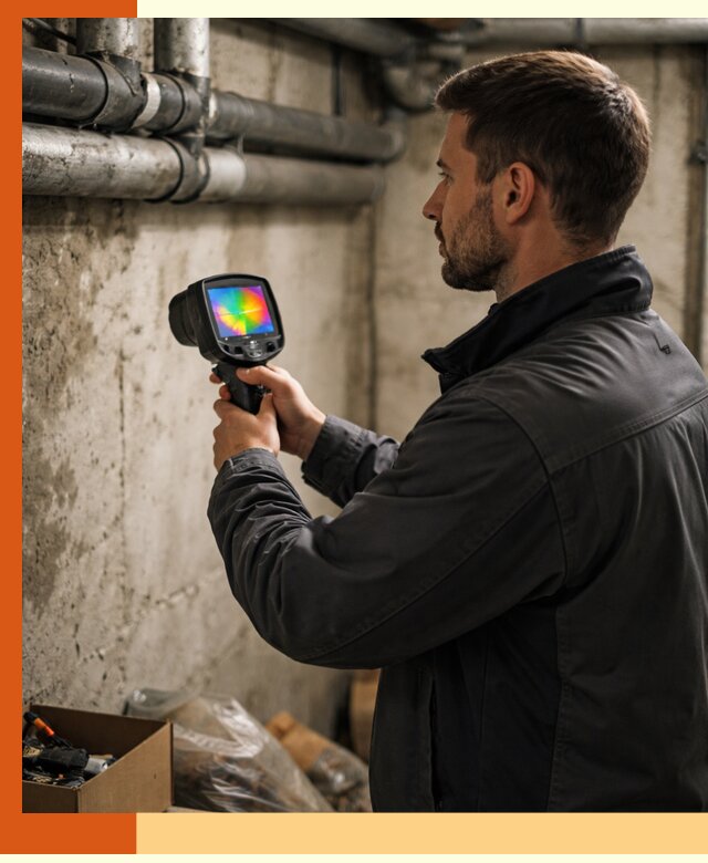 Тепловизионное обследование подвала в Приморско-ахтарске для поиска утечек тепла