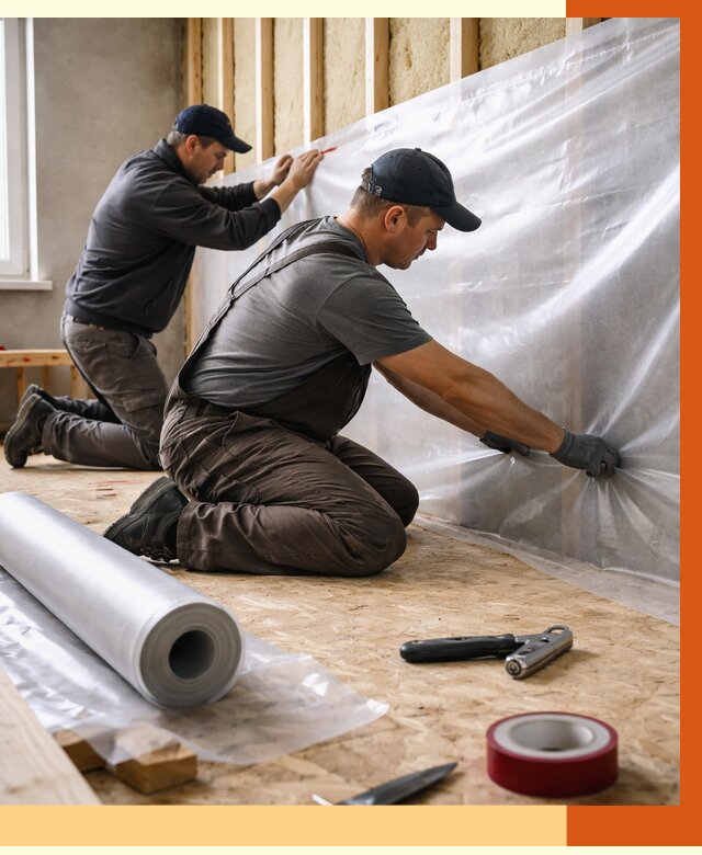 Монтаж пароизоляции в Приморско-ахтарске от 2535 руб. — установка и укладка под ключ | ТепломастерПрр